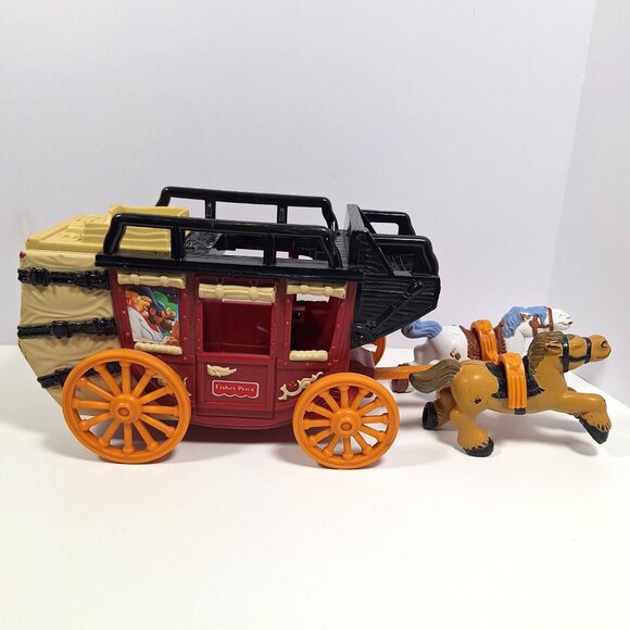 Great Adventures Wild West Western Stagecoach Cowboys Horses Fisher Price - Picture 4 of 16